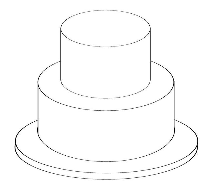 a drawing of a three tiered cake on top of a plate, with the bottom layer