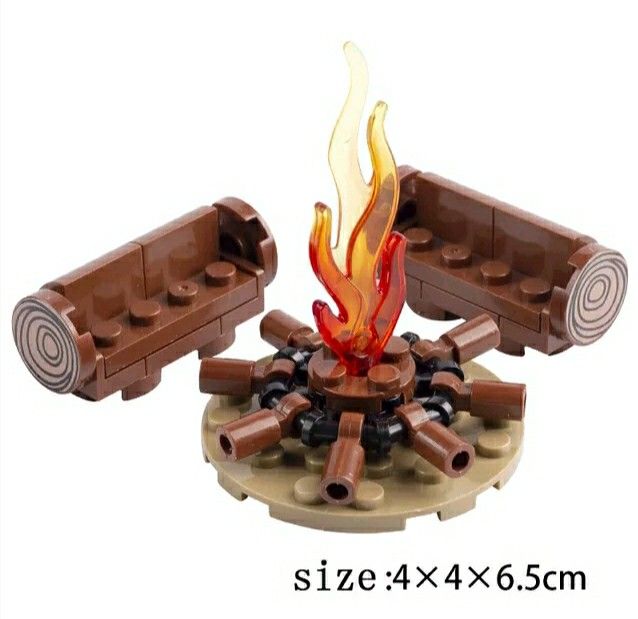 the lego fire pit is made out of chocolate and has flames coming out of it