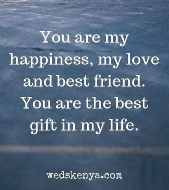 a person walking on the beach with an ocean in the background and a quote that says, you are my happiness, my love and best friend you are the best gift in my life