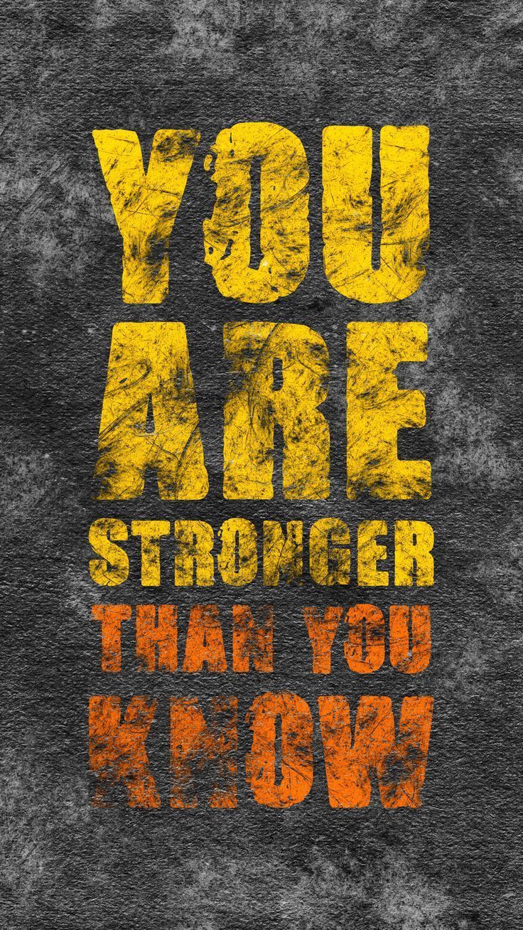 the words you are stronger than you know on a black background with orange and yellow paint