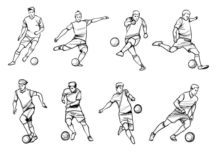 a set of soccer players in different positions