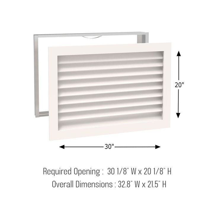 an image of a white ceiling vent with measurements for the size and width on it