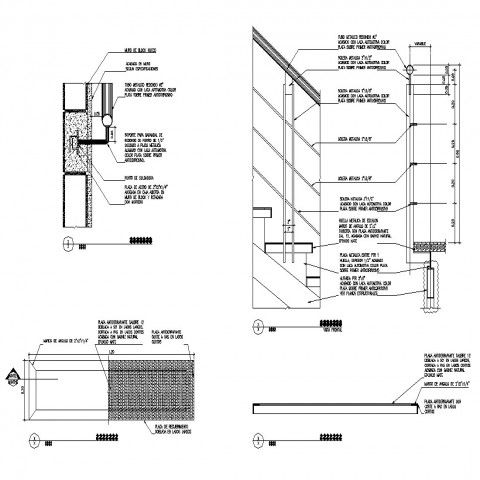 architectural drawings showing the details for an exterior wall