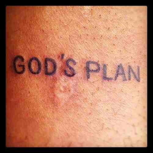 a tattoo saying god's plan on it