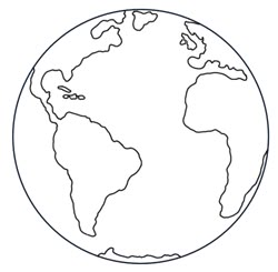 the earth is shown in black and white, with one line on it's side