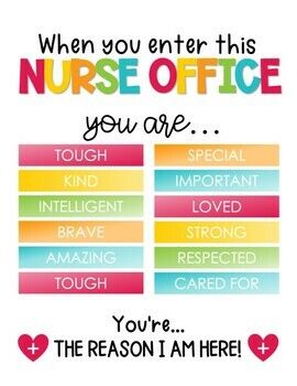 a nurse appreciation card with the words, when you enter this nurse office you are