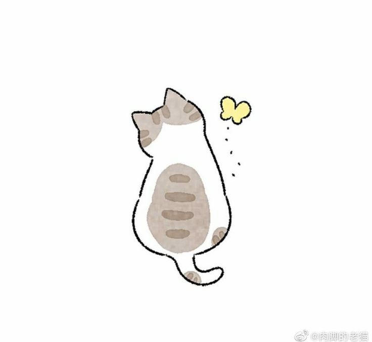 a drawing of a cat with a butterfly in its mouth