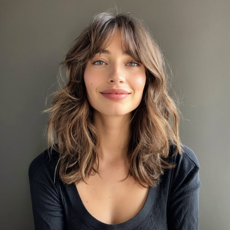 Layered Hairstyles, Medium Length Hair With Layers, Wavy Haircuts, Bangs With Medium Hair, Hairstyles For Layered Hair, Haircuts For Wavy Hair, Haircuts For Medium Hair, Long Hair With Bangs, Penteado Cabelo Curto