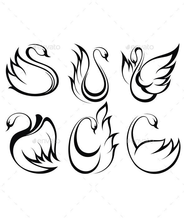 the swan symbol set is shown in black and white