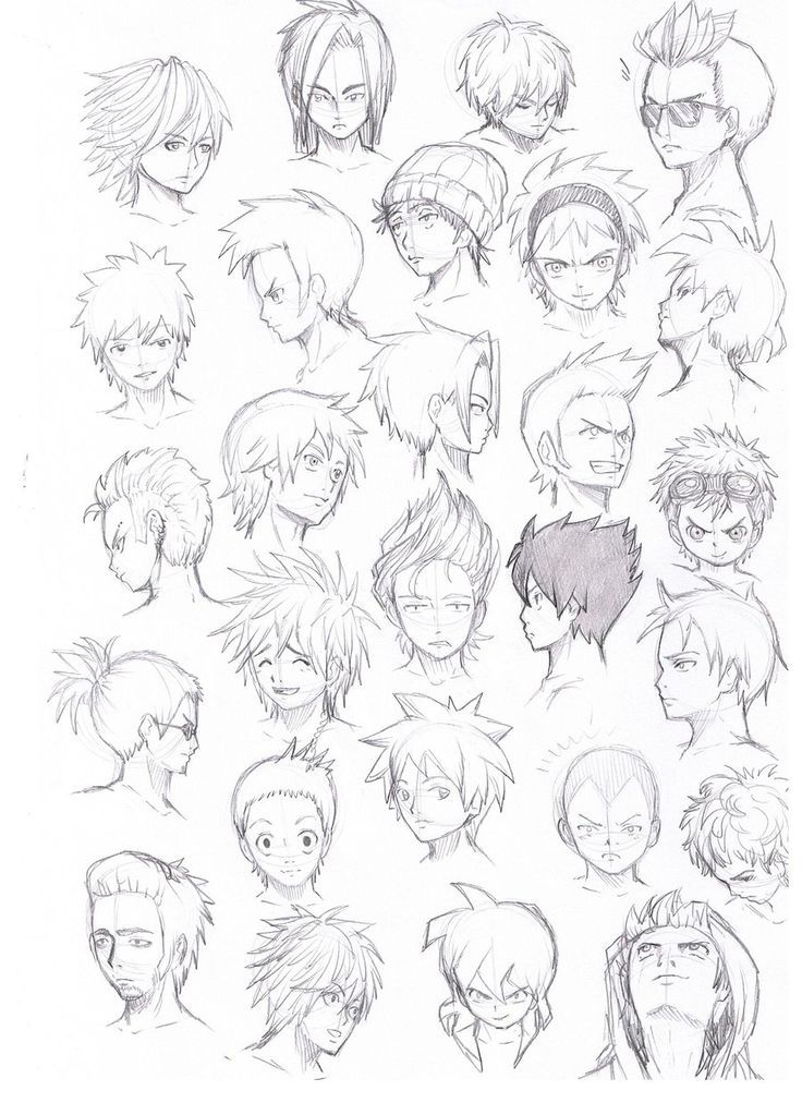 an anime character's head sketches