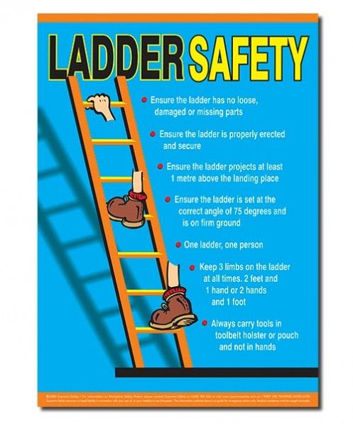 a ladder safety poster with instructions on how to use it