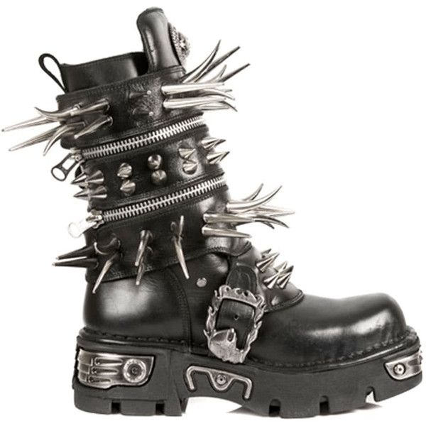 New Rock Style M.280-S1 Long Spike Boots (Black) ($425) �❤ liked on Polyvore featuring shoes, boots, black spiked shoes, gothic shoes, spike shoes, kohl boots and long shoes Spike Boots, Kohls Boots, Spikes Fashion, New Rock Boots, Rock Boots, Gothic Boots, Goth Shoes, Goth Boots, Punk Shoes