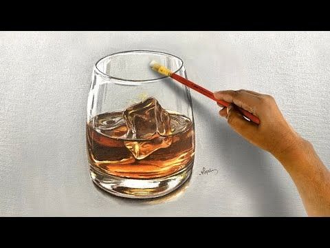 (67) How to Draw & Paint a Whiskey Glass I Acrylic Painting Process I The Artistry of Realistic Painting - YouTube Whiskey Glass Painting, Acrylic Paint On Glass Frame, Whiskey Drinks, Whiskey Glass, Realistic Paintings, Painting Process, Visual Effects, Glass Painting, Bending