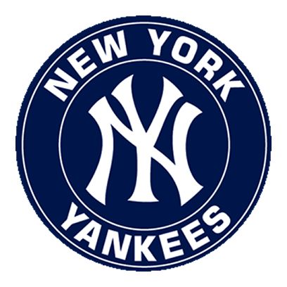 the new york yankees logo is shown in blue and white on a circular rug that says,'new york yankees '