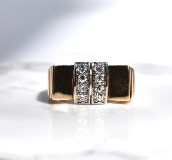 The Square Rib Tank Ring – Luna Merchant Powerful Lines, French Designers, Antique Jewellery Online, Art Deco Period, The Square, French Design, Vintage Diamond, Jewelry Lover, Druzy Ring