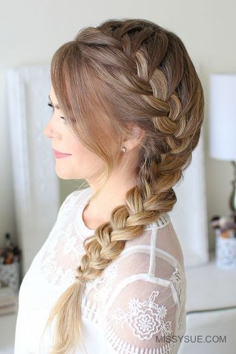 Long Braided Hairstyles, Side French Braids, Side Braid Hairstyles, Simple Prom Hair, Easy Hairstyles For School, Beautiful Haircuts, French Braid Hairstyles, Braid Hairstyle, Prom Hairstyles For Long Hair