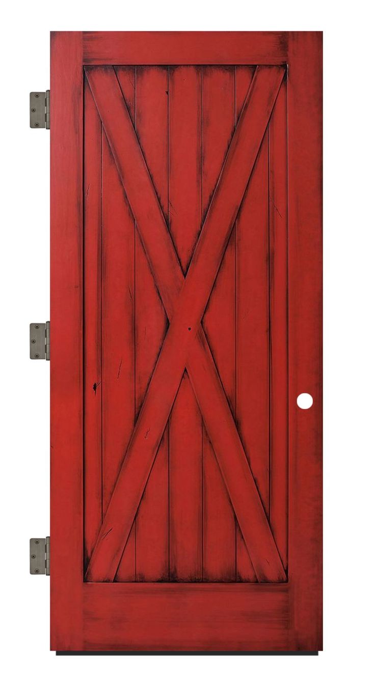 an image of a red barn door