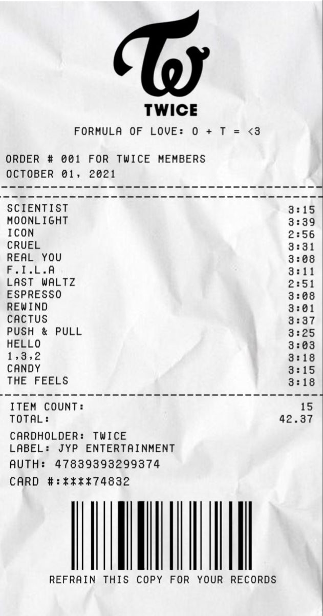 a receipt for the t - mobile phone is shown in black and white, with a bar code on it