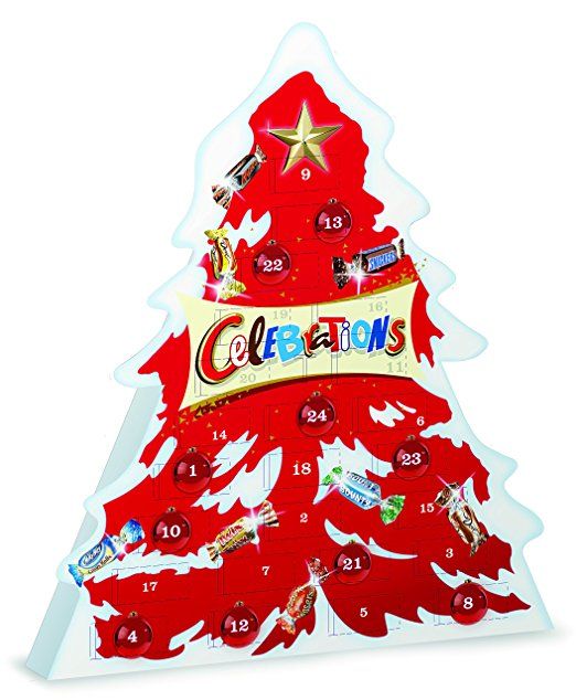 a christmas tree shaped like a calendar with the words celebrations written on it's side