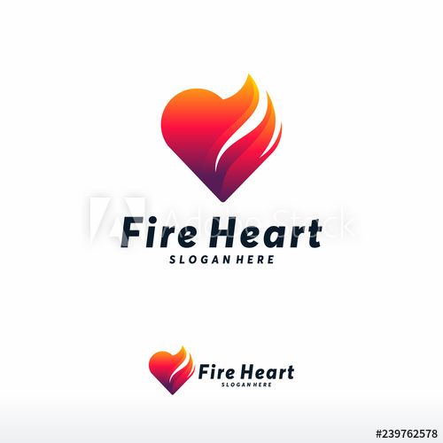 fire heart logo design on white background