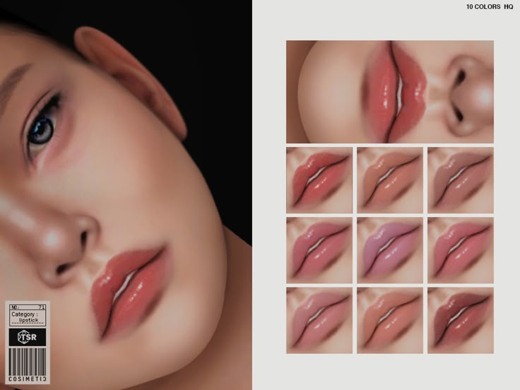 an image of a woman's lips with different angles and colors on the cover