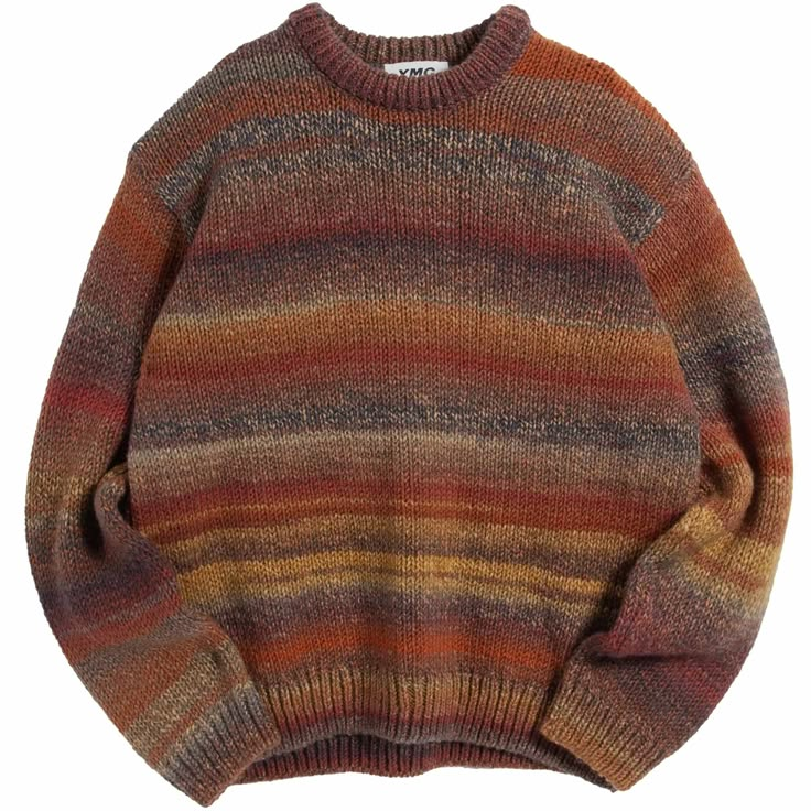 Undertones Knitted Jumper - Brown Stripe Sweaters, Funky Jumpers, Stripe Jumper, Knitted Wool Sweater, Sweater Autumn, Knit Fall Sweater, Timeless Fall Fashion, Silhouettes Fashion, Wool Jumper