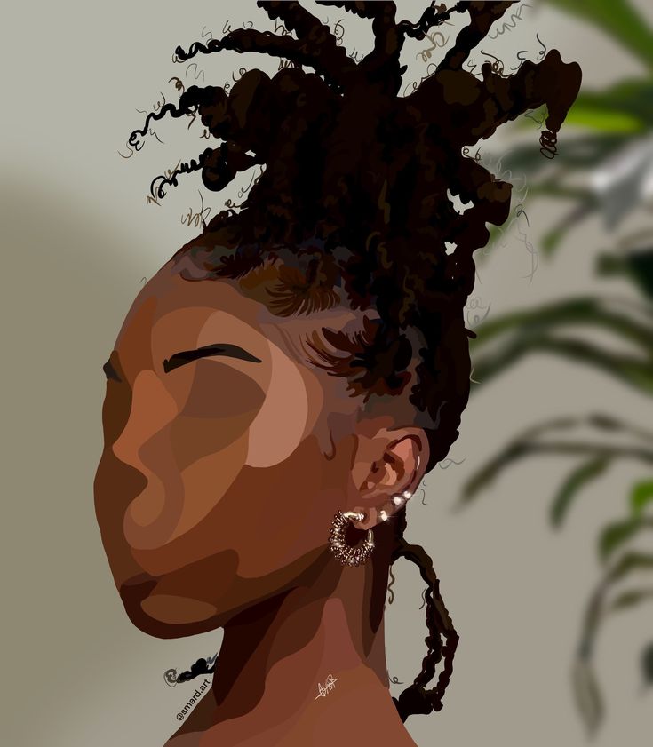 a digital painting of a woman with dreadlocks