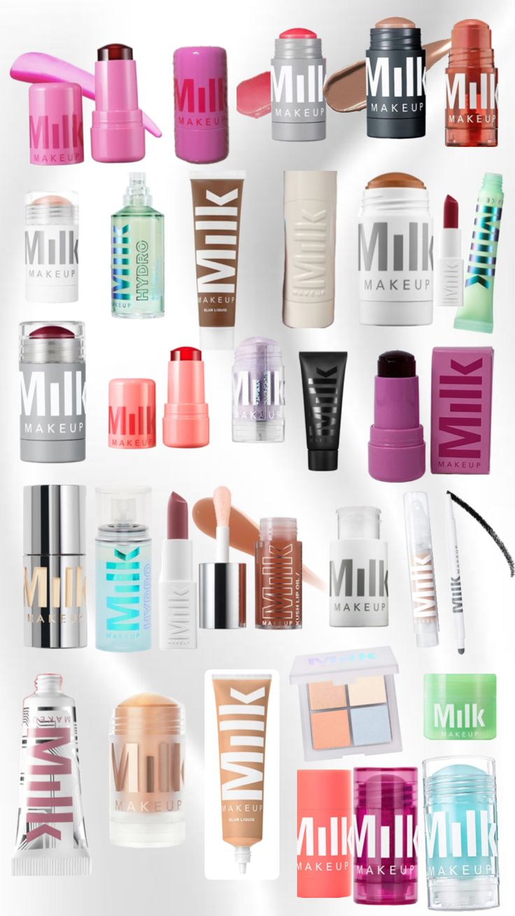 Milk makeup Milk Makeup Aesthetic Products, Milk Makeup Products, Milk Makeup Aesthetic, Milk Cosmetics, Crafts Cardboard, Popular Skin Care Products, Sticker Design Inspiration, Makeup List, Sephora Skin Care