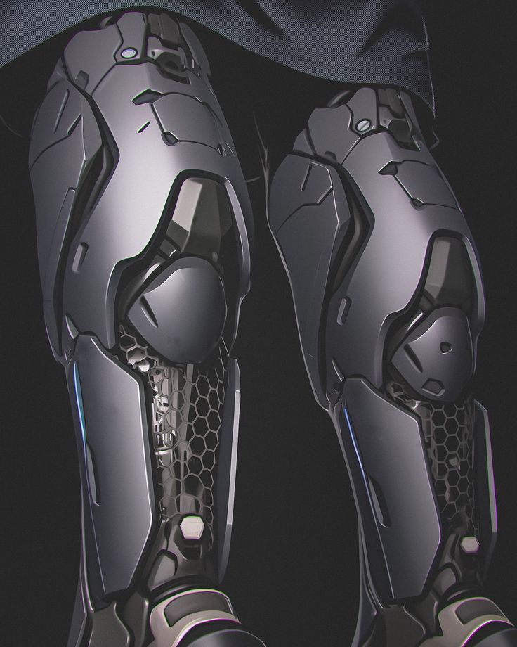 the legs and feet of a person in futuristic gear