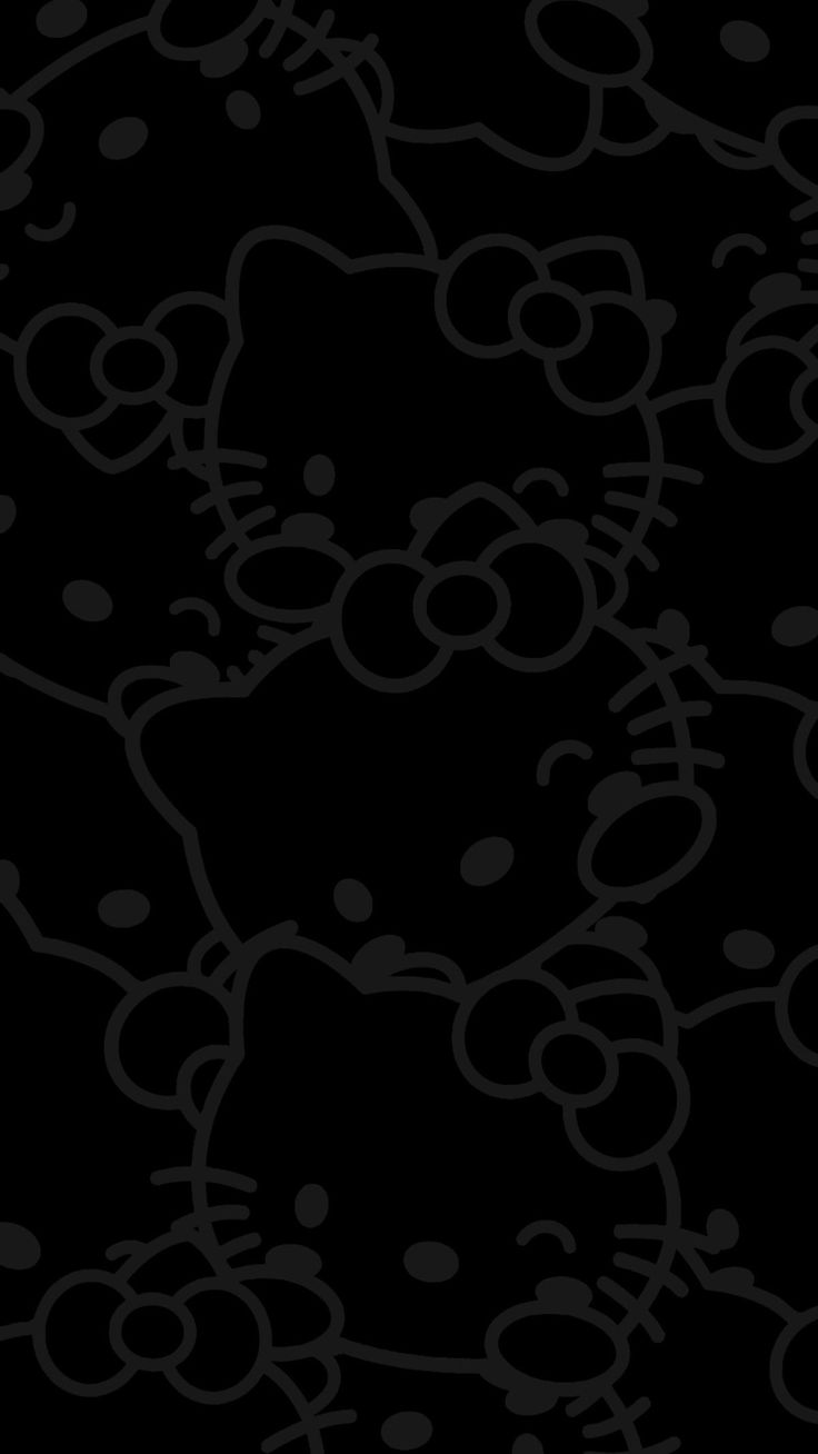 a black and white photo of hello kitty wallpaper