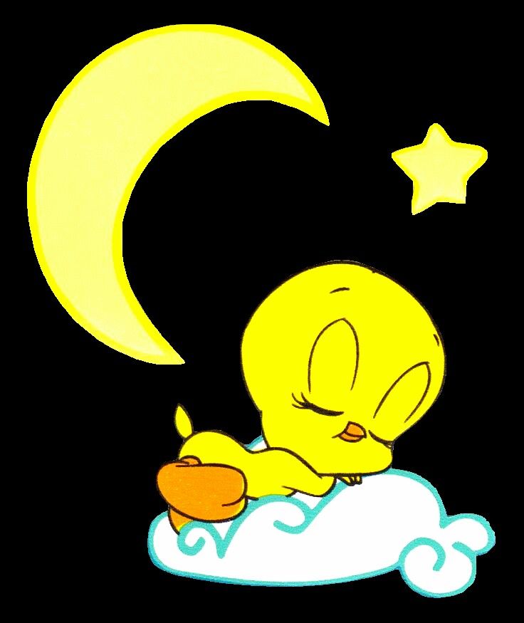 a yellow bird sitting on top of a cloud next to a star and the moon