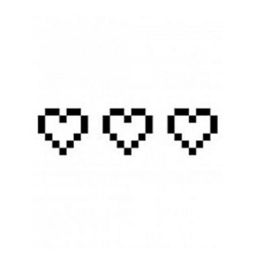 an image of three pixeles in the shape of heart and two smaller ones behind them