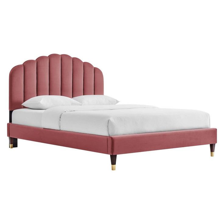 Modway Daisy Platform, Queen (U.S. Standard), Dusty Rose Full Size Velvet Headboard, Soft Pink Bed Frame, Pink Queen Size Bed Frame, Next Pink Bed Frame, King Size Bed Frame Pink, Pink Small Double Bed, Pink Bed Single, Full Velvet Bed, Rose Gold Metal Bed Frame