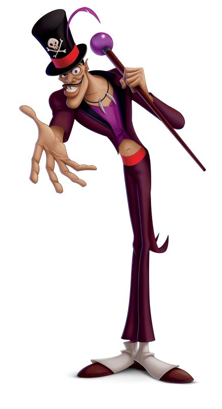 the animated character is dressed in purple and black with a top hat, holding a cane