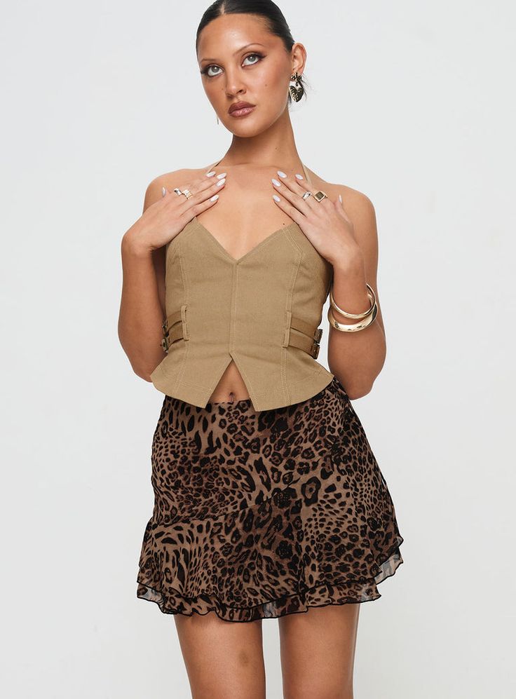 Luned Mini Skirt Leopard