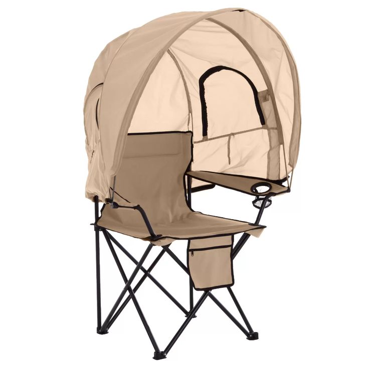 an outdoor chair with a canopy on top