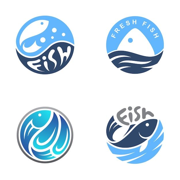 four different logos for fresh fish