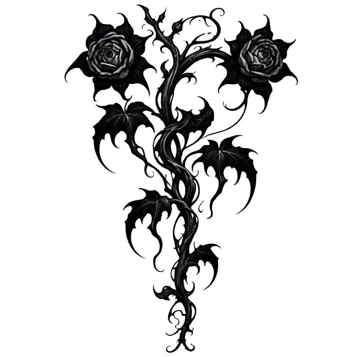 Leg Tattoos Goth, Goth Flower Drawing, Goth Flower Tattoo, Goth Tattoo Designs, Dragon Tattoo Black, Gardenia Tattoo, Tattoos To Cover Scars, Rose Tattoos For Women, Taurus Tattoos