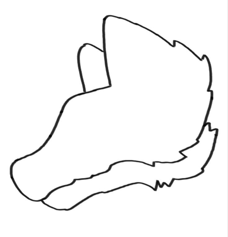 a black and white drawing of a dog's head with its tail curled up