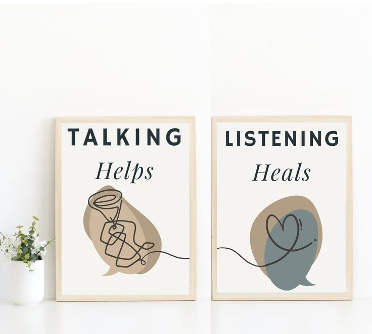 two posters with the words talking and listening help