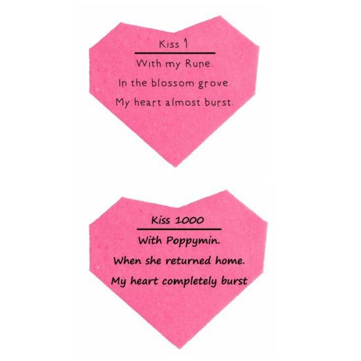 two pink hearts with words written on them