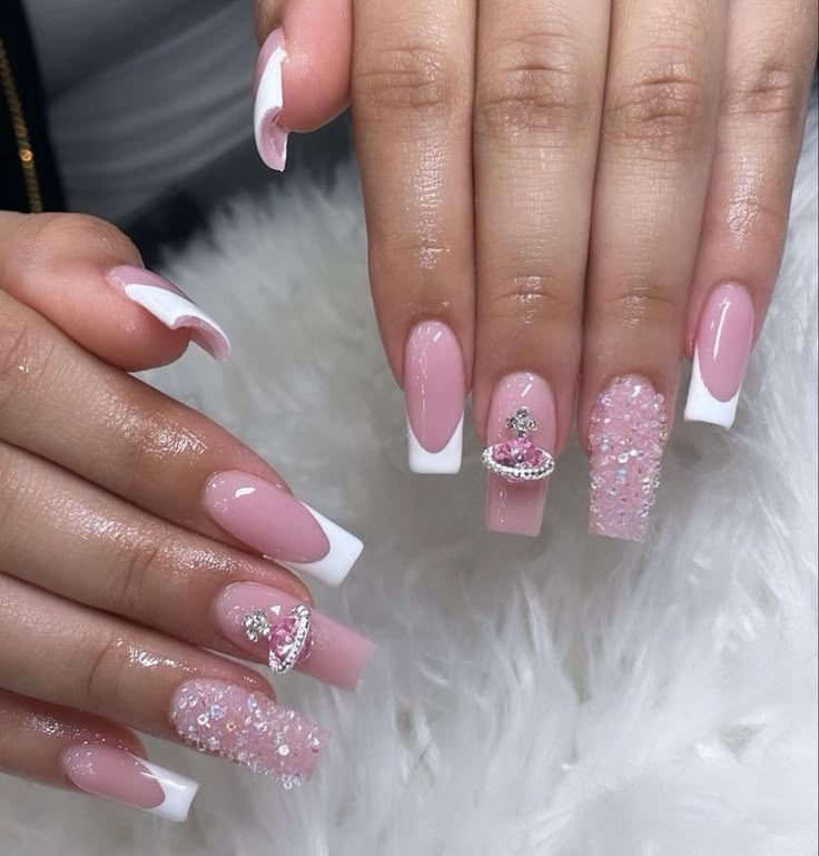 2000s Acrylic Nails, 2000 Nail Designs, Stickers Disney, Drip Nails, Colored Acrylic Nails, French Tip Acrylic Nails, French Acrylic Nails, Short Square Acrylic Nails, Acrylic Nails Coffin Pink