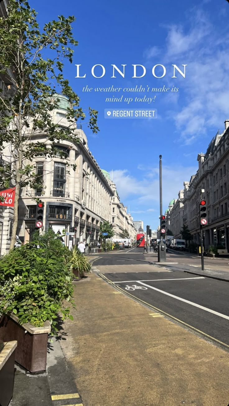 the cover of london is shown in front of an empty street with buildings on both sides