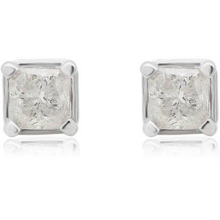 Precious, delicate 14kt white gold prongs hold twinkling princess-cut diamonds that sparkle like stars in these diamond solitaire stud earrings. Totaling one ct. t.w., the two diamonds reflect their wearer's refined, sophisticated elegance. These earrings are secured with friction backs. Every girl needs a pair of perfect earrings in her jewelry box, making these one ct. t.w. diamond 14kt white gold earrings the perfect daily go-to for any outfit. Size: One Size. Color: Metal Type. Gender: femal Silver Radiant Cut Diamond Earrings, Silver Diamond Earrings With Radiant Cut, Silver Radiant Cut Diamond Earrings For Formal Occasions, Sparkling White Gold Diamond Earrings, Silver Diamond Earrings With Radiant Cut And Prong Setting, Silver Radiant Cut Diamond Earrings With Prong Setting, White Gold Radiant Cut Earrings With Diamond Accents, Radiant Cut White Gold Earrings With Diamond Accents, White Gold Radiant Cut Diamond Accent Earrings