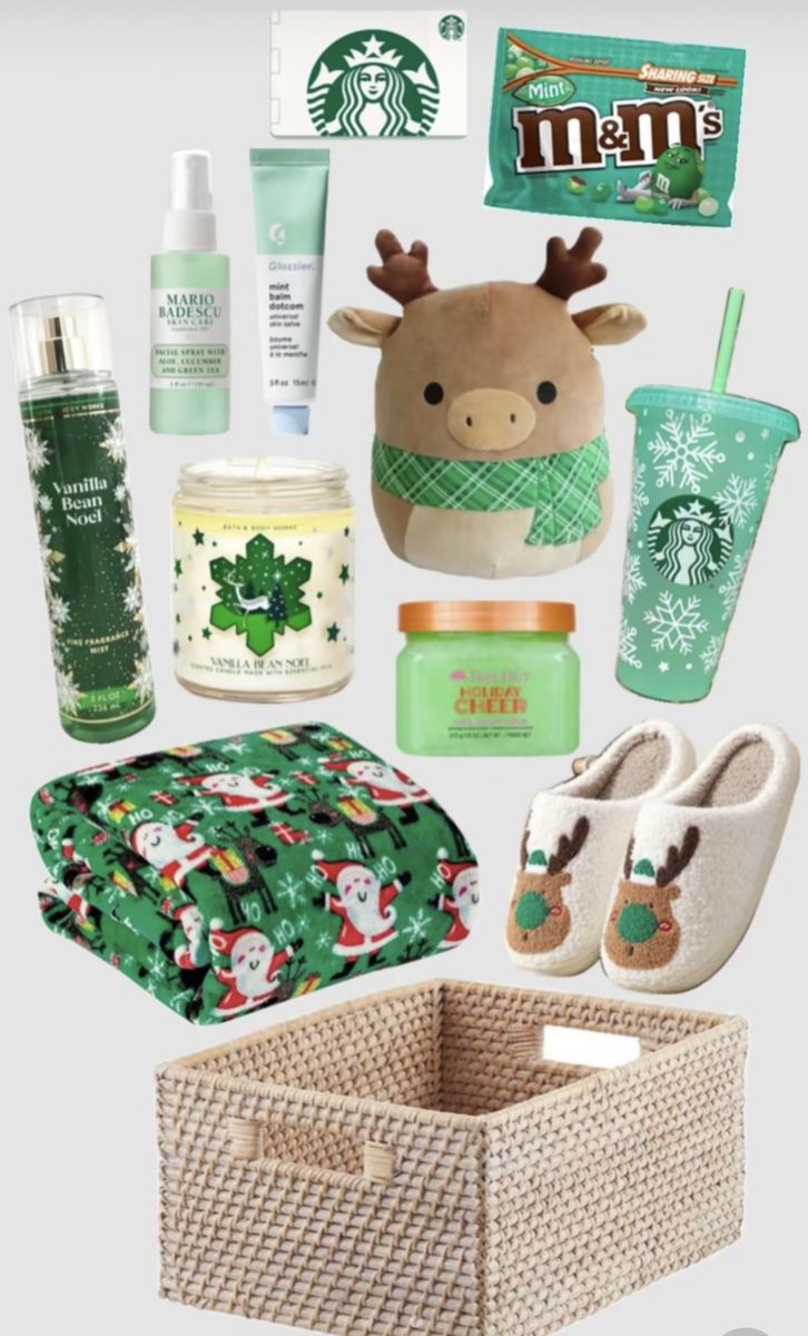 the contents of a starbucks gift set including slippers, mugs and other items