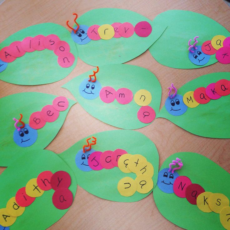 the very hungry caterpillars are cut out to make their own name cards