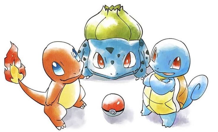 some very cute pokemons standing next to each other