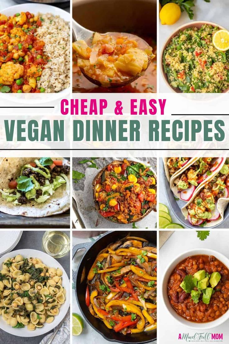 a collage of vegan dinner recipes