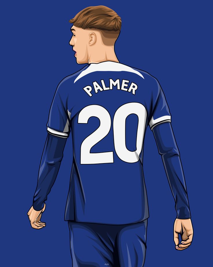 a drawing of a soccer player wearing a blue uniform with the number 20 on it