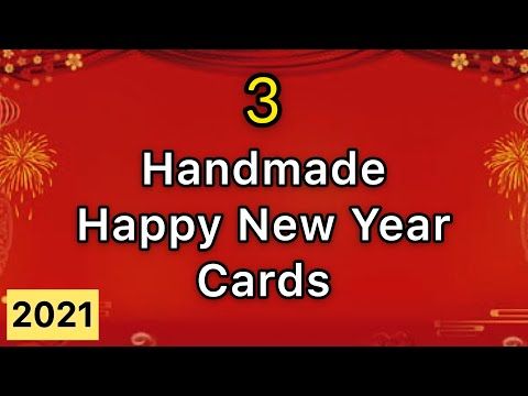 three handmade happy new year cards with fireworks in the background and text that reads 3 handmade happy new year cards